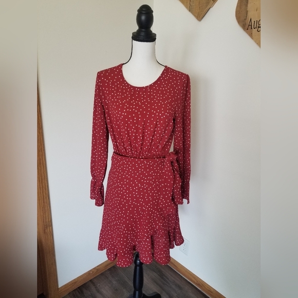 Polkadot Ruffle Wrap Dress - Picture 1 of 4